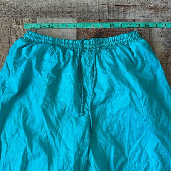 Vintage Teal Nylon Elastic Waist Jogger Pants S 65% Polyester 35% Cotton - Picture 2 of 6